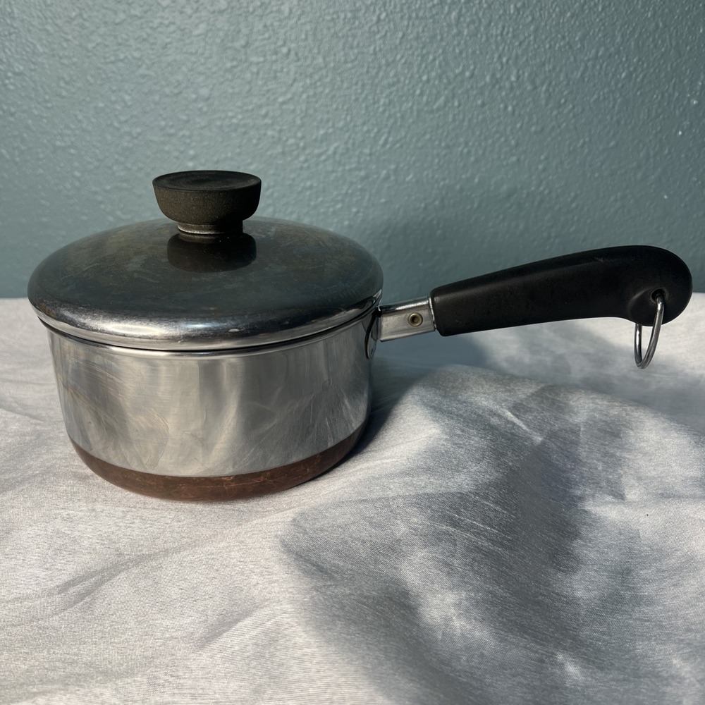 Vintage Revere Ware 1801 Saucepan 1 Qt with Lid Copper Clad Bottom USA